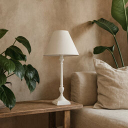 Wyld Haus Blushforge White Minimalist Slim Table Lamp With Linen Shade - thumbnail 1