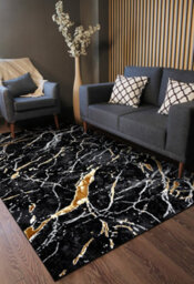 RugsX Carpet Allure 1963 Marble - Structural, Stylish, Glamour Black Gold 180X270 Cm - thumbnail 5