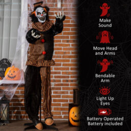 "Outsunny 67"" Animated Prop Circus Clown, Indoor Outdoor Halloween Decorations" - thumbnail 7
