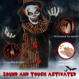"Outsunny 67"" Animated Prop Circus Clown, Indoor Outdoor Halloween Decorations" - thumbnail 6