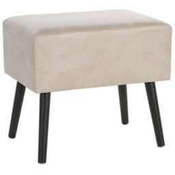 Wyld and Coco Voyage Living Side Table With Storage - Beige Faux Leather, Black Legs, Travel-Inspired Design - thumbnail 5