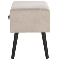 Wyld and Coco Voyage Living Side Table With Storage - Beige Faux Leather, Black Legs, Travel-Inspired Design - thumbnail 6