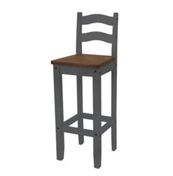 Mercers Furniture Corona Grey Wax Pair Of Bar Stools Tall Chairs Kitchen Seating Solid Pine With Mexican Styling - thumbnail 3