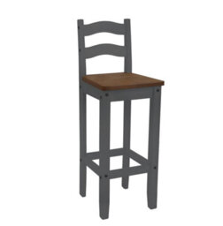 Mercers Furniture Corona Grey Wax Pair Of Bar Stools Tall Chairs Kitchen Seating Solid Pine With Mexican Styling - thumbnail 4