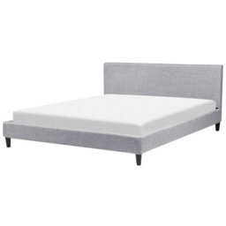 Beliani Bed With Led Fabric Fitou 180 X 200 Cm (Eu Super King) Light Grey - thumbnail 5