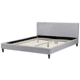 Beliani Bed With Led Fabric Fitou 180 X 200 Cm (Eu Super King) Light Grey - thumbnail 4