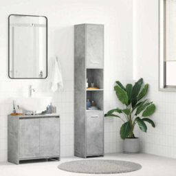 Berkfield Sturdy Bathroom Cabinet Concrete Grey 30X30X183.5 Cm Engineered Wood - thumbnail 2