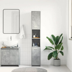 Berkfield Sturdy Bathroom Cabinet Concrete Grey 30X30X183.5 Cm Engineered Wood - thumbnail 3