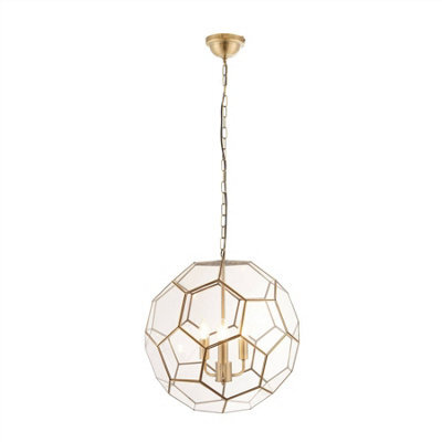 Luminosa Lighting Luminosa Miele 3 Light Spherical Pendant Antique Brass, Glass, E14 - image 1