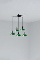 Luminosa Lighting Luminosa Tatawin Small Cluster Pendant Ceiling Light Black, Gloss Green 5X E27