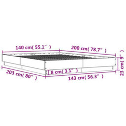 Berkfield Bed Frame Without Mattress Grey Sonoma 140X200 Cm - thumbnail 9