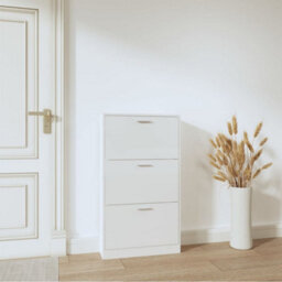 Berkfield Shoe Cabinet High Gloss White 59X17X108 Cm Engineered Wood - thumbnail 3