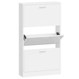 Berkfield Shoe Cabinet High Gloss White 59X17X108 Cm Engineered Wood - thumbnail 2