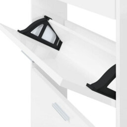 Berkfield Shoe Cabinet High Gloss White 59X17X108 Cm Engineered Wood - thumbnail 8