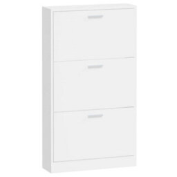Berkfield Shoe Cabinet High Gloss White 59X17X108 Cm Engineered Wood - thumbnail 5