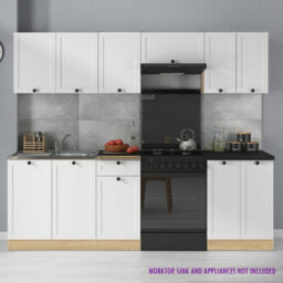 Heze Furniture Summer 7 Unit Kitchen Cabinets Set 230Cm In Bernstein Oak / White Matt - thumbnail 1