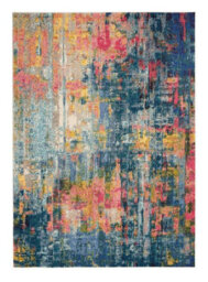 Blue/yellow Rug, Stain-Resistant Graphics Rug With 6mm Thickness, Abstract Rug For Bedroom, & Dining Room-66Cm X 305Cm (Runner)