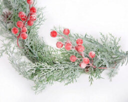 Best Artificial 7Ft / 2M Outdoor/indoor Frosted Christmas Conifer Leaf Garland String With Red Berries Xmas - thumbnail 4