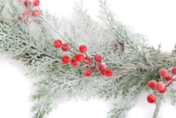 Best Artificial 7Ft / 2M Outdoor/indoor Frosted Christmas Conifer Leaf Garland String With Red Berries Xmas - thumbnail 2