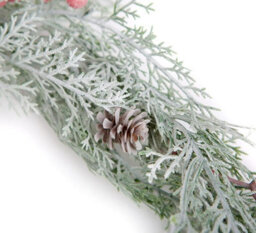 Best Artificial 7Ft / 2M Outdoor/indoor Frosted Christmas Conifer Leaf Garland String With Red Berries Xmas - thumbnail 3