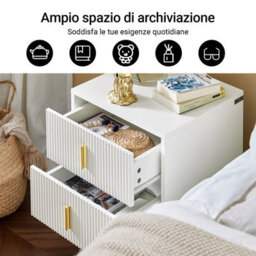 Sobuy Fbt115-Wx2, Bedside Table With 2 Drawers 63X46.5X47.3Cm Functional ,white,w63Xd46.5Xh47.3 - thumbnail 5