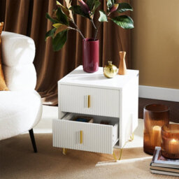 Sobuy Fbt115-Wx2, Bedside Table With 2 Drawers 63X46.5X47.3Cm Functional ,white,w63Xd46.5Xh47.3 - thumbnail 3