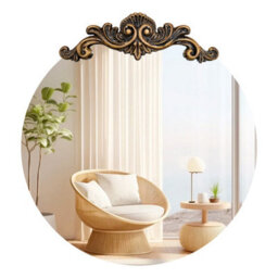 Artloge 80X84.5Cm Baroque Round Mirror Wall Decor Antique Bathroom Mirror Ornate Entryway Mirrors - thumbnail 8