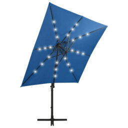 Berkfield Cantilever Umbrella With Pole And Led Lights Azure Blue 250 Cm - thumbnail 3