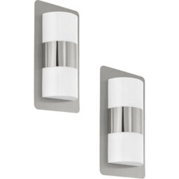2 Pack Modern Ip44 Outdoor Wall Light - Stainless Steel 10W E27 Porch Lamp