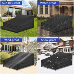 2X Outdoor Patio Sun Lounger Cover Waterproof Garden  Cover Shield Black - 1Pc - thumbnail 4
