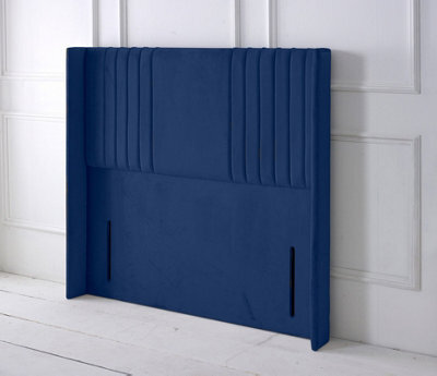 "Adore Designs Florence Winged Plush Velvet 4Ft Small Double 50"" Floor Standing Headboard - Blue"