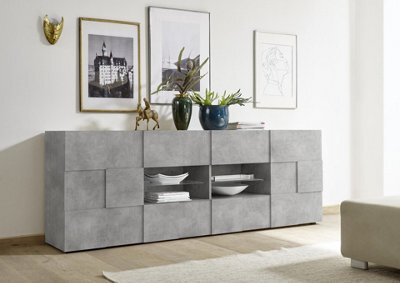 FurniComp LTD Furnicomp Lyon 2 Door 4 Drawer Large Concrete Grey Sideboard - image 1