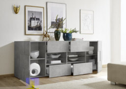FurniComp LTD Furnicomp Lyon 2 Door 4 Drawer Large Concrete Grey Sideboard - thumbnail 2