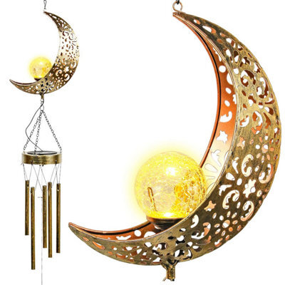 Taylor & Brown Solar Wind Chime Lightsled Moon Design, Waterproof Metal Windbell For Outdoor Garden, Patio, Yard Decor - image 1
