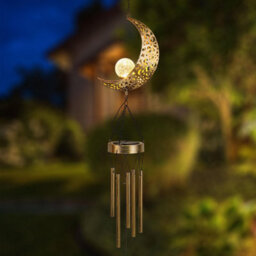 Taylor & Brown Solar Wind Chime Lightsled Moon Design, Waterproof Metal Windbell For Outdoor Garden, Patio, Yard Decor - thumbnail 8
