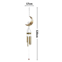 Taylor & Brown Solar Wind Chime Lightsled Moon Design, Waterproof Metal Windbell For Outdoor Garden, Patio, Yard Decor - thumbnail 7