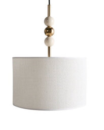 Beliani Pendant Lamp, Brass-Plated Iron, Beige Drum Shade, 35Cm Diameter 203Cm Drop - thumbnail 2