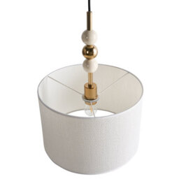 Beliani Pendant Lamp, Brass-Plated Iron, Beige Drum Shade, 35Cm Diameter 203Cm Drop - thumbnail 3