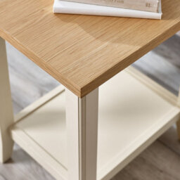 Furniturebox Uk Wood Side Table - Eden Wooden End Table - Pale Oak Veneer Top & Cream Legs - Rustic Farmhouse Side Table - thumbnail 3