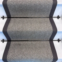 RainbowHome Herringbone Java Stair Runner With 100% Cotton Grey Border 65 700 - thumbnail 2