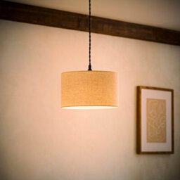 Valuelights Reni Small Full Fabric Linen Easy Fit Pendant Lamp Shade And Bulb - thumbnail 1