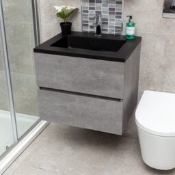 Plum&clay Nebula Concrete Wall Hung Vanity Unit With Black Basin (W)600mm - thumbnail 4
