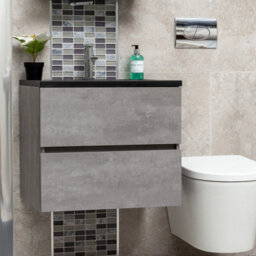 Plum&clay Nebula Concrete Wall Hung Vanity Unit With Black Basin (W)600mm - thumbnail 5