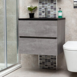 Plum&clay Nebula Concrete Wall Hung Vanity Unit With Black Basin (W)600mm - thumbnail 3