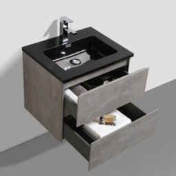Plum&clay Nebula Concrete Wall Hung Vanity Unit With Black Basin (W)600mm - thumbnail 9