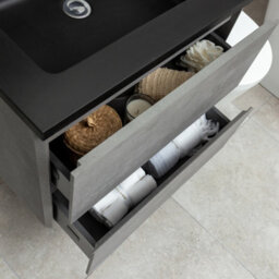 Plum&clay Nebula Concrete Wall Hung Vanity Unit With Black Basin (W)600mm - thumbnail 6