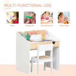 Homcom Two-Piece Kids Desk And Chair Set Children Study Table W/ Storage - thumbnail 4