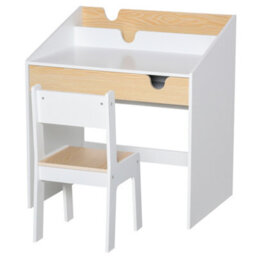Homcom Two-Piece Kids Desk And Chair Set Children Study Table W/ Storage - thumbnail 2