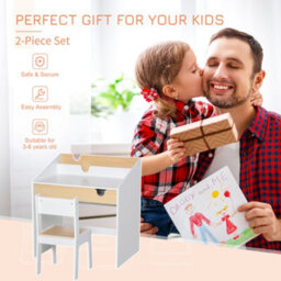 Homcom Two-Piece Kids Desk And Chair Set Children Study Table W/ Storage - thumbnail 7
