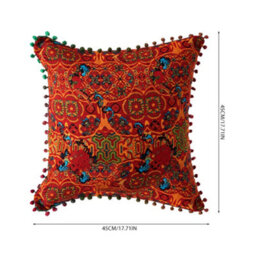 Living And Home Set Of Two Exotic-Style Faux Linen Double-Sided Pattern Throw Pillows, 45Cm (W) X 45Cm (D) - thumbnail 9
